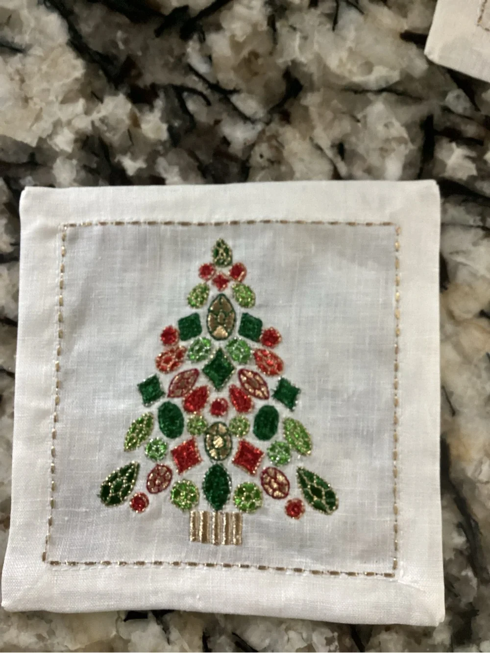 Kim Seybert Embroidered Holiday Nostalgia Cocktail Napkins